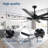 75 Inch Industrial DC Motor Ceiling Fan No Light, Large Ceiling Fan With 8 Reversible Blades, 3 Downrods, 6-Speed Remote Control, Home Or Commercial Ceiling Fans For Porch/Garage/Shop, Black