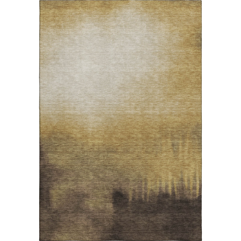 Premium Machine Washable Mayfield AMF2420 Ombre Rug, 8' x 10', Honey
