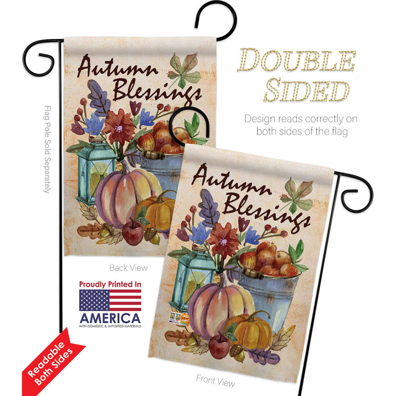 Drapeau de jardin en polyester 18,5 x 13 po Autumn Blessings