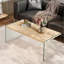Table basse rectangulaire en verre trempé avec plateau en panneau de fibres à densité moyenne 120 cm
