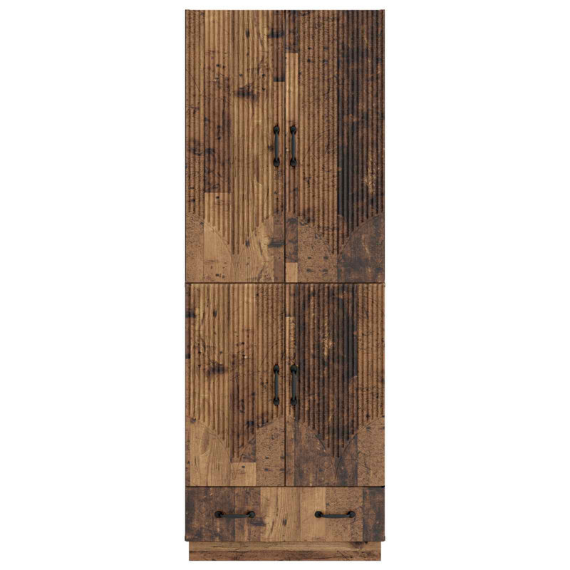 4 -Door 1 -Drawer 3 -Shelf Storage Cabinet, Old Wood