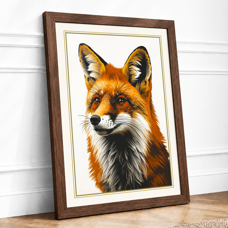 Fox Study Boho - Framed Print, A2 - 59.4 x 42.0 cm, Walnut
