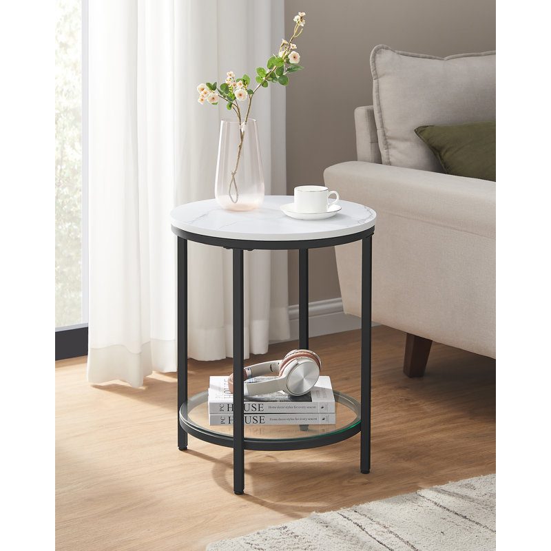 Table d'appoint Ashrfi, Blanc / noir