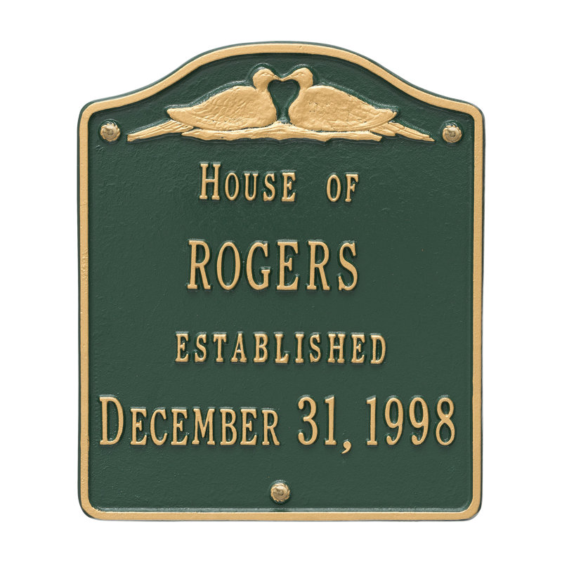 Plaque d'adresse murale sur 4 lignes, Vert et or