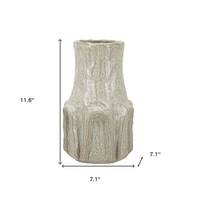 Vase de table rond en céramique 12 "sauge et gris