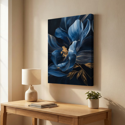 Elegant Figure with Large Poppy Flower Modern Line Art Canvas Art
