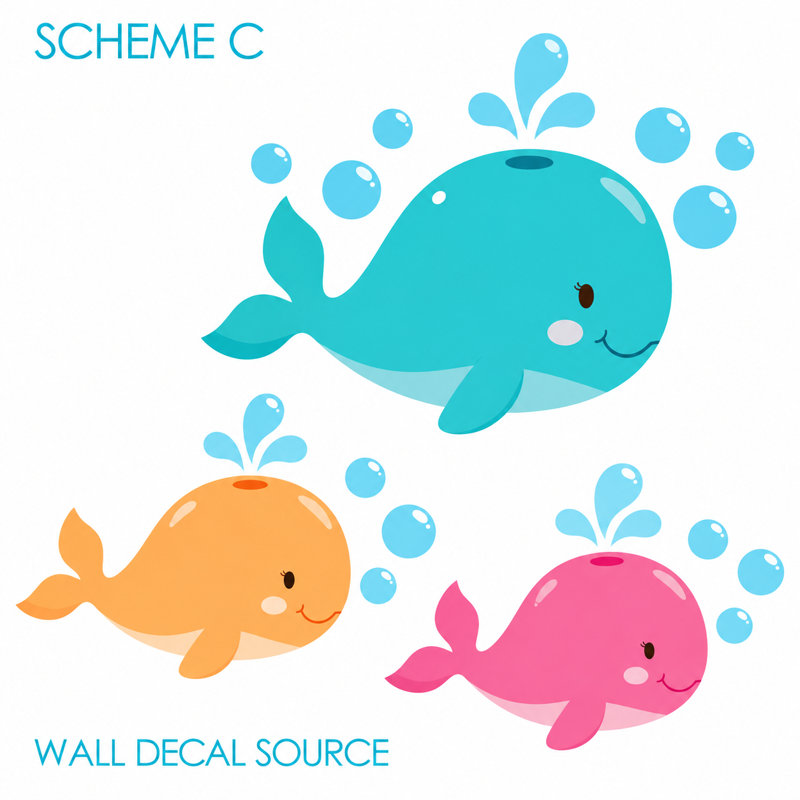 Décalcomanie murale baleine, mer et océan, Schéma C