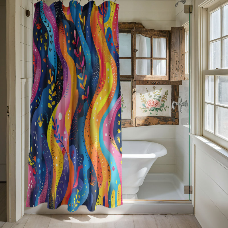 Vivid Design - Rideau de douche Premium, H 74 po x l 71 po