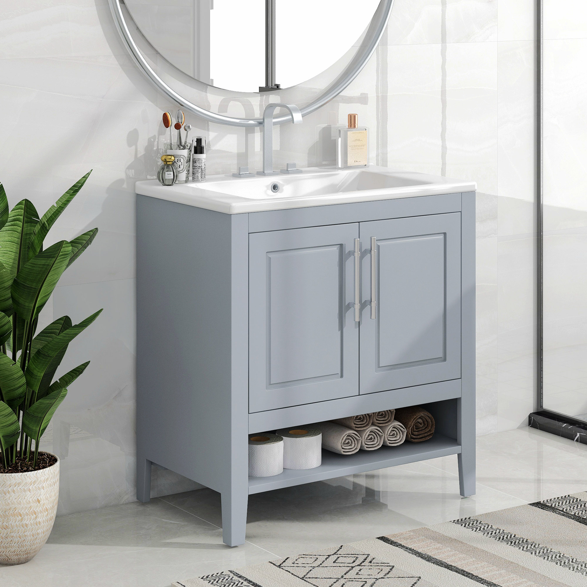 MaMa Solid Wood+MDF Freestanding Bathroom Cabinet | Wayfair