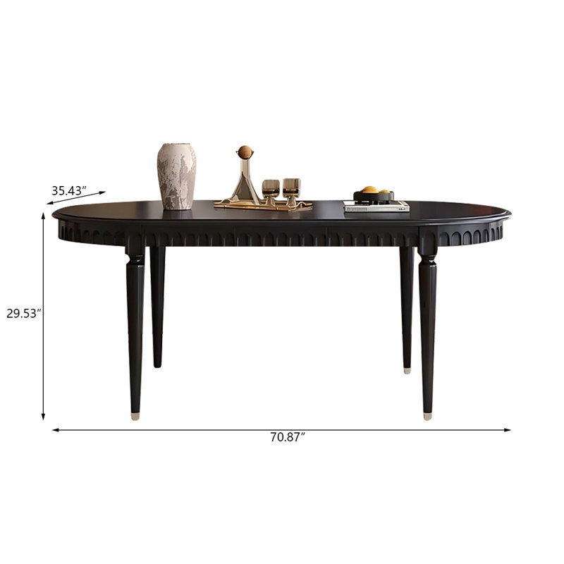 Solid Wood Oak black Dining Table, 29.53"H x 70.87"L x 35.43"W