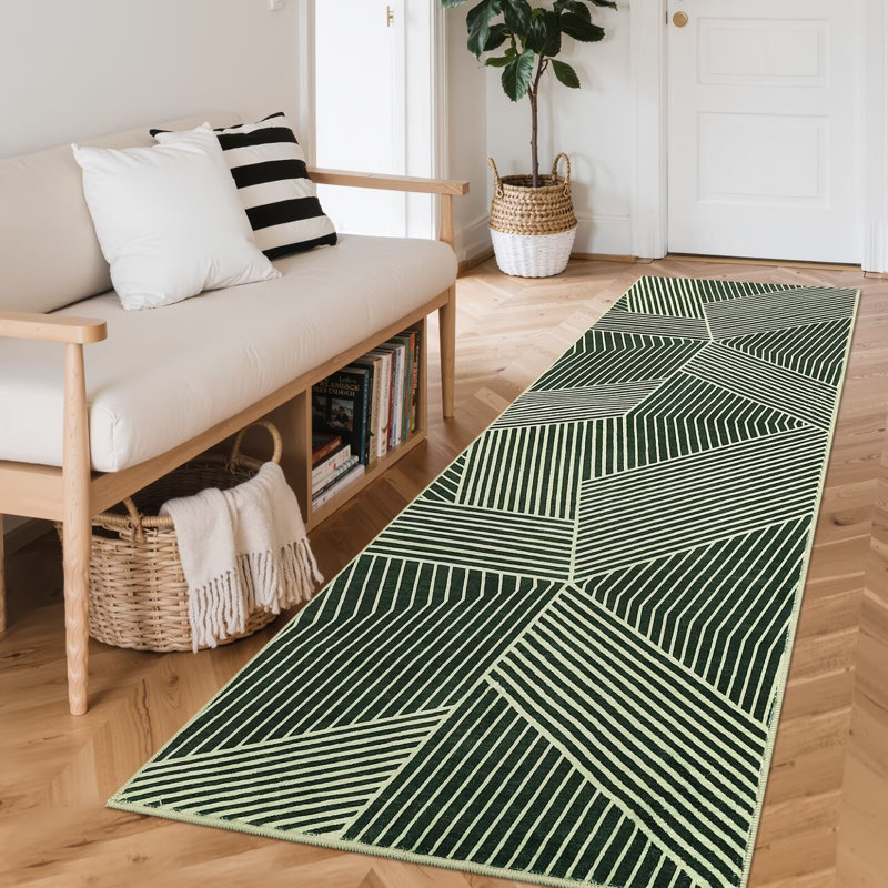 Extra Large Striped Machine Washable Area Rug Geometric Non-Slip Non-Shedding Indoor Outdoor Carpet Low Pile Thin Floor Covering