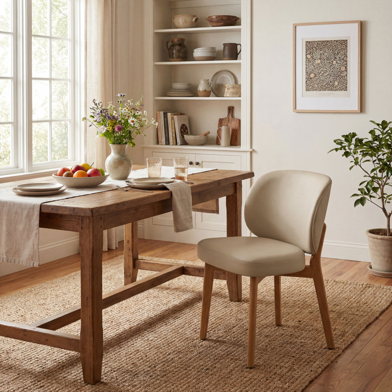 Chaise de salle à manger rembourrée de 20,1 po de largeur, fauteuil d'appoint à dossier haut, fauteuil sans accoudoirs avec pieds en bois massif pour salle à manger, meuble-lavabo de bureau, kaki, simple