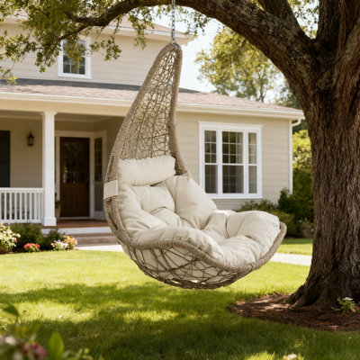 Kya Wicker Porch Swing with Cushion