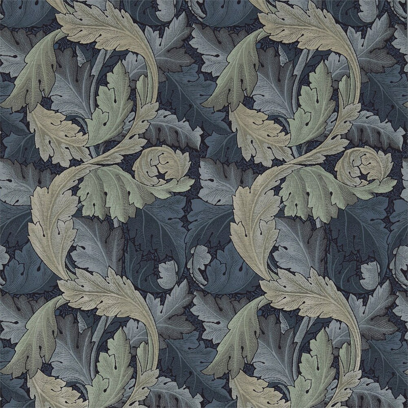 Acanthus Tapestry Fabric, Indigo/Mineral