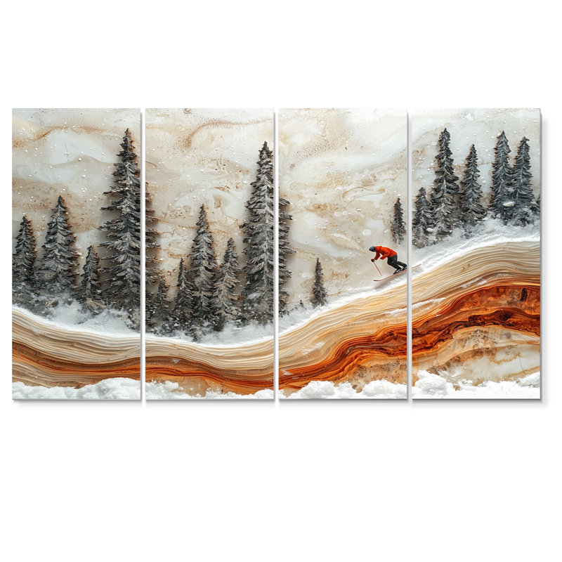 «Crystal Skiing in a Winter Landscape I», art mural sur toile - art mural moderne sur toile, H 28 po x l 48 po, 4