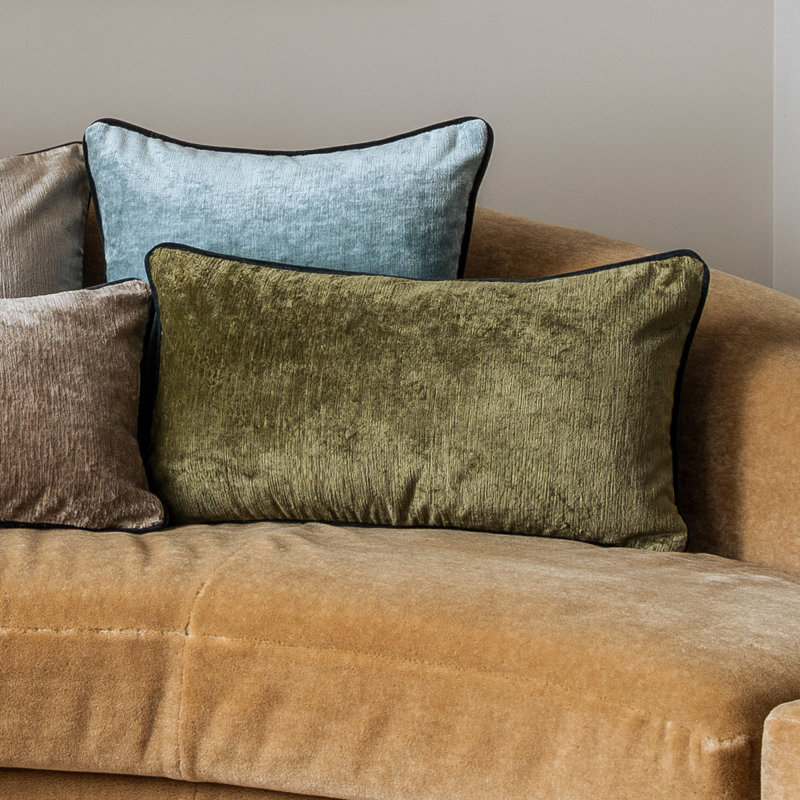 Boromee Velvet Pillow Cover & Insert, Gray, Rectangle 13"H x 22"W