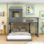 Lit superposé double en bois avec maisonnette en bois-1679415951