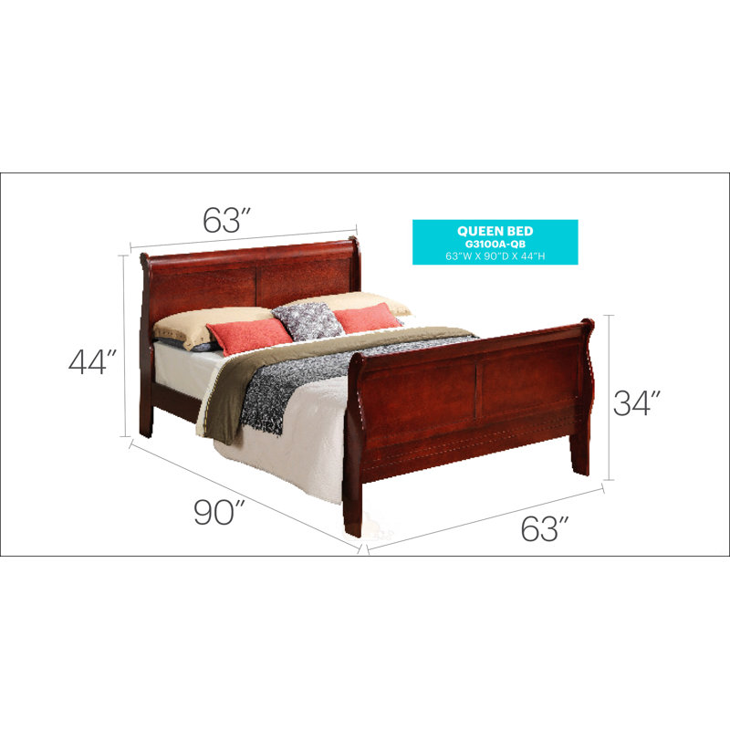 Elegant Cherry Queen Bed Frame, Queen, Cherry