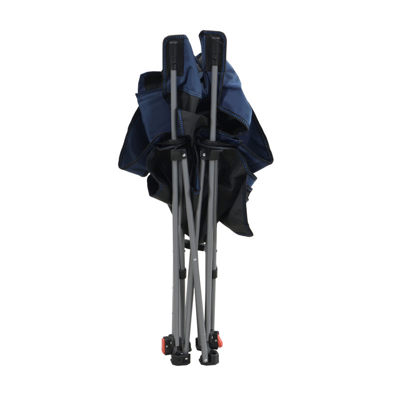 Portable Dark Blue Folding Camping Chair, Adjustable Reclining With Three Levels, Side Pockets, Cup Holder, Carry Bag, Comfortable Seating For Hiking And Barbecues Reclining, Structure, Ideal Picnics,
