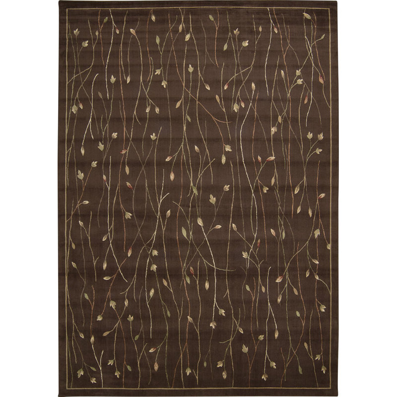 Tapis brun à motif floral Antolino, Rectangle 9 pi 6 po x 13 pi 6 po
