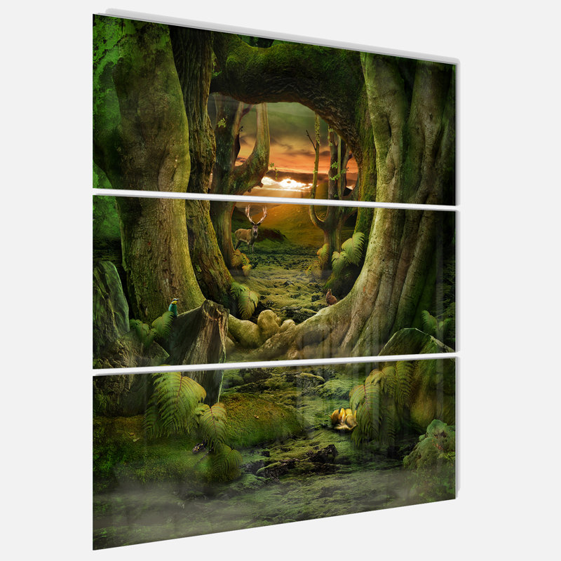 Green Paradise Tunnel - Multipanel Modern Landscape, art mural en métal