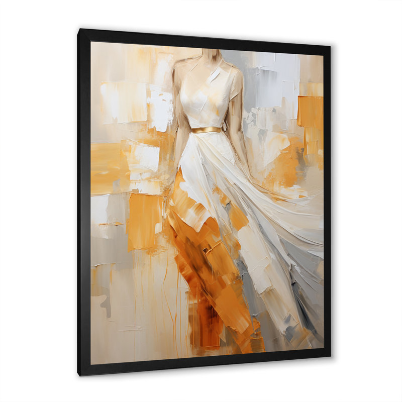 " Glam Orange Beige Collage III ", 40" H x 30" W x 1.5" D, Black Picture Frame
