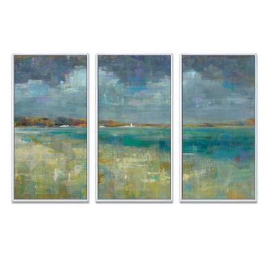 Sky and Sea - 3 pièces, reproduction encadrée sur toile