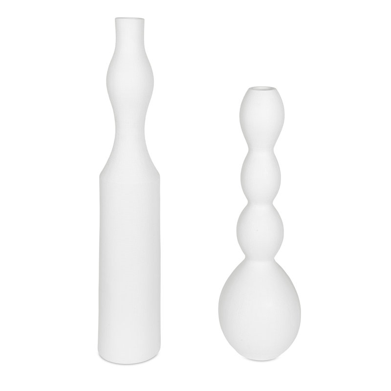 Forma White Ceramic Vases, Large, Set/2