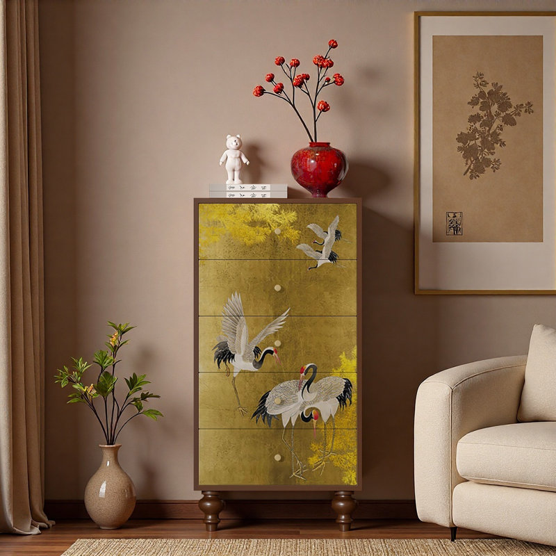 Armoire de décoration multifonctionnelle à cinq tiroirs, H 46,9 po x l 19,7 po x P 15,7 po, Brun