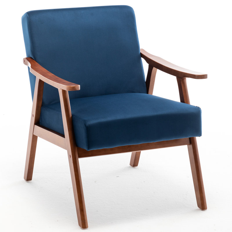 Le fauteuil d'appoint en velours bleu foncé avec structure en bois massif stable, pour le salon, la chambre à coucher et le cadre de l'entrée recouvert de velours profond, ajoute une touche de classe aux pièces