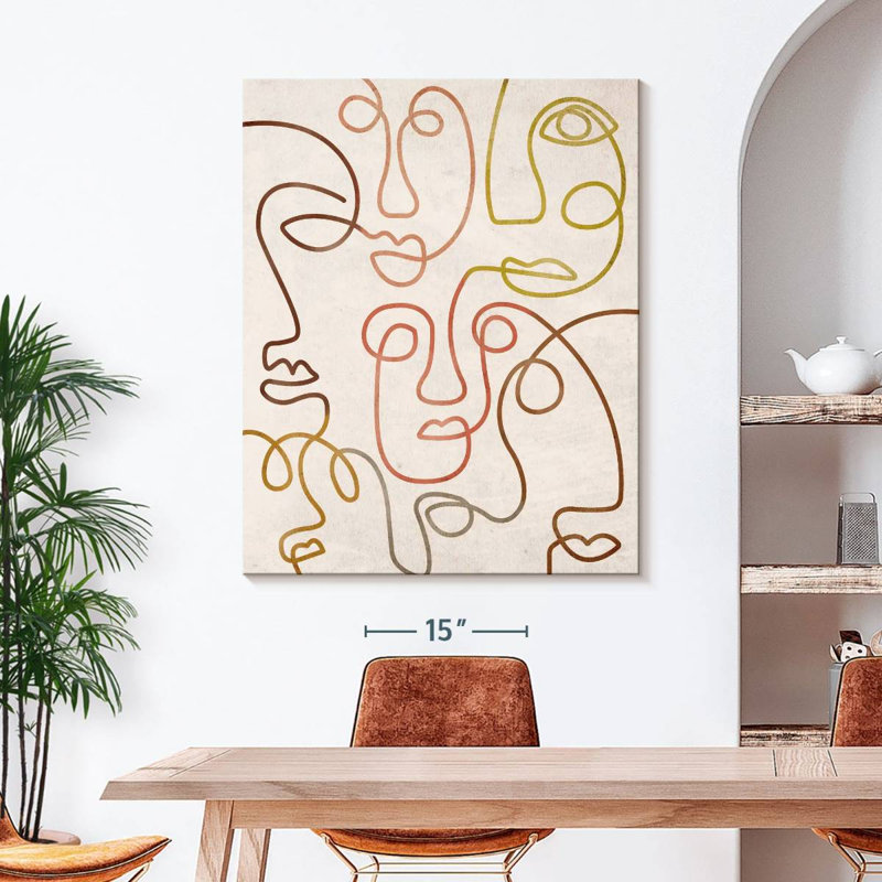 Ombre abstraite, visages de foules sur toile, H 45 po x l 36 po x P 1,25 po