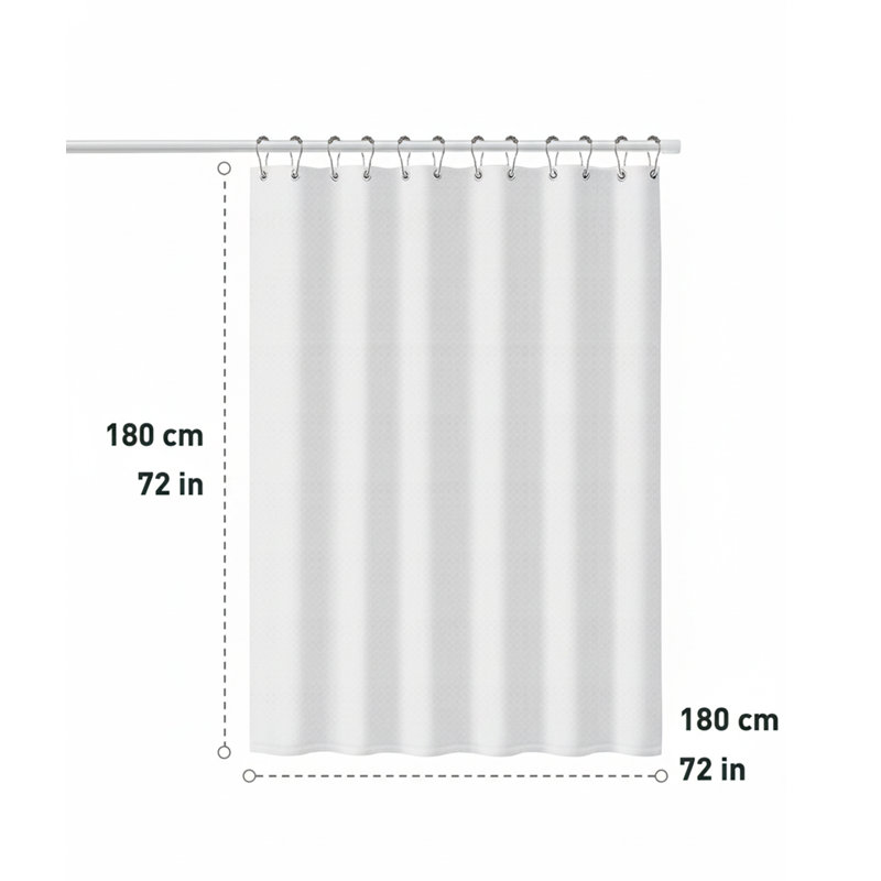 Waffle Weave Fabric Shower Curtain Waterproof