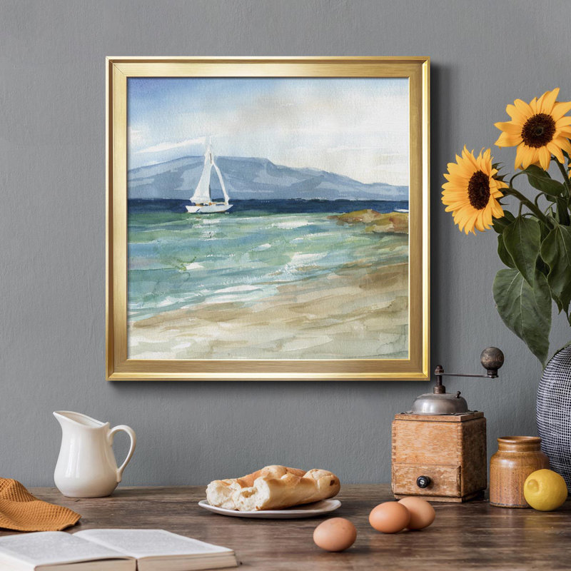 «Come Sail Away», peinture sur toile encadrée, Or, H 17,5 po x l 17,5 po x P 1,5 po