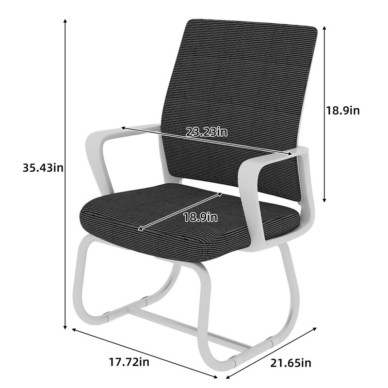 Afore Modern Ergonomic Office Chair With Breathable Back - 17.5" H X 21.5" W X 17" D Compact Frame, White, Black
