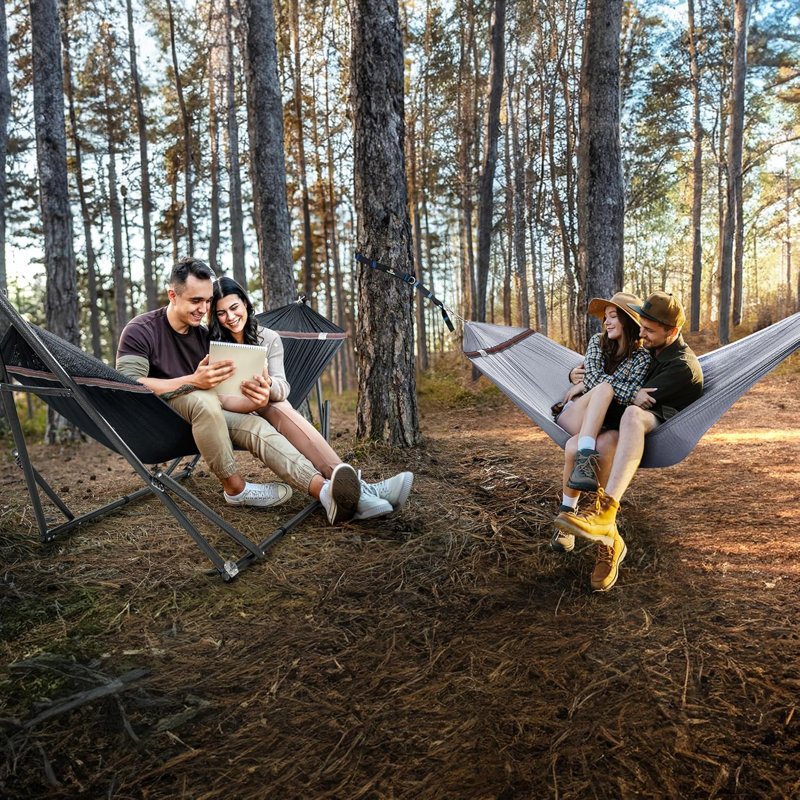 Hamacs portatifs Arlmont & Co. pour 2 personnes et 2 personnes avec hamacs pliables avec support, courroies d'arbre, sacs de transport pour le jardin