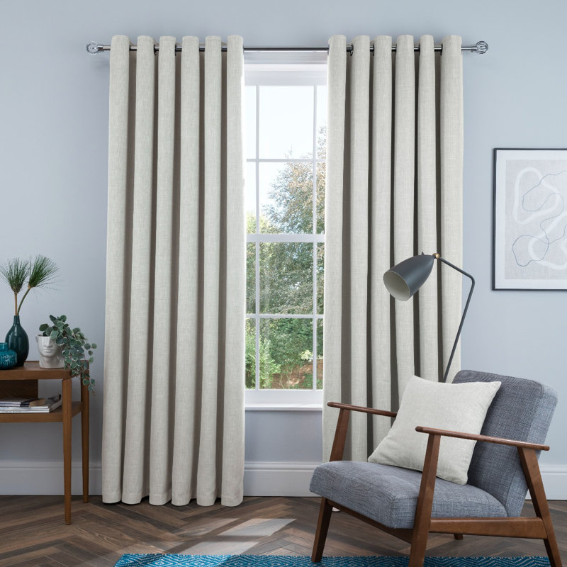 Bittar Blackout Curtain Panel Pair, Cream, 117 W x 137 D cm
