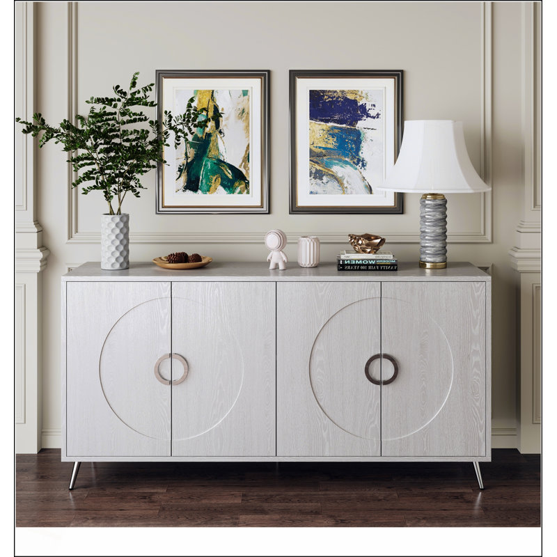 Buffet moderne à 4 portes en bois laqué Modern pour rangement polyvalent et présentation dans différentes pièces