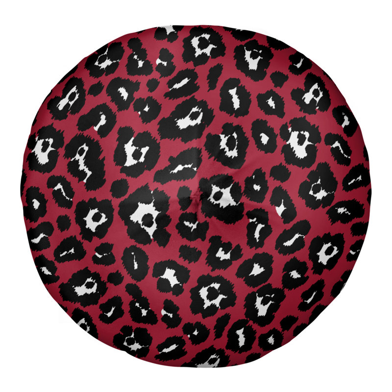Housse et insert de coussin touffeté rond, H 26 po x l 26 po x P 4 po, Rouge / Noir / Blanc
