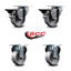 3 Inch Semi Steel Wheel Swivel Top Plate Caster Set with 2 Posi Brakes 2 Rigid|SCC-20S315-SSR-PLB-2-R-2