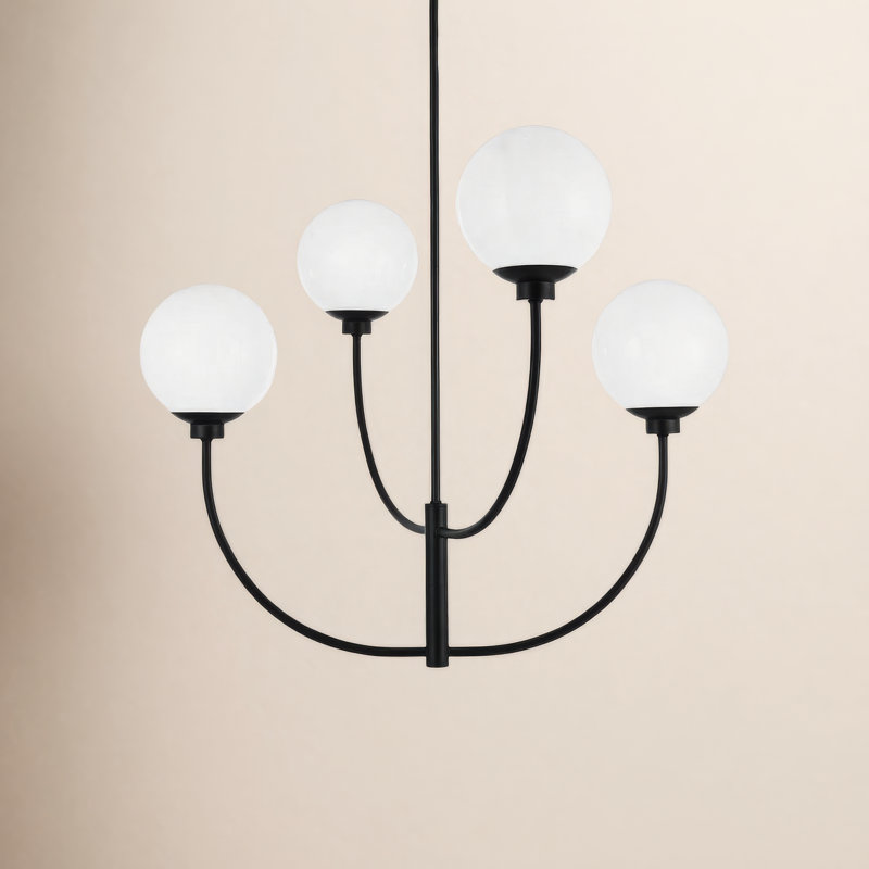 Kyle 4-Light Chandelier, Black, 25" H x 30" W x 30" D