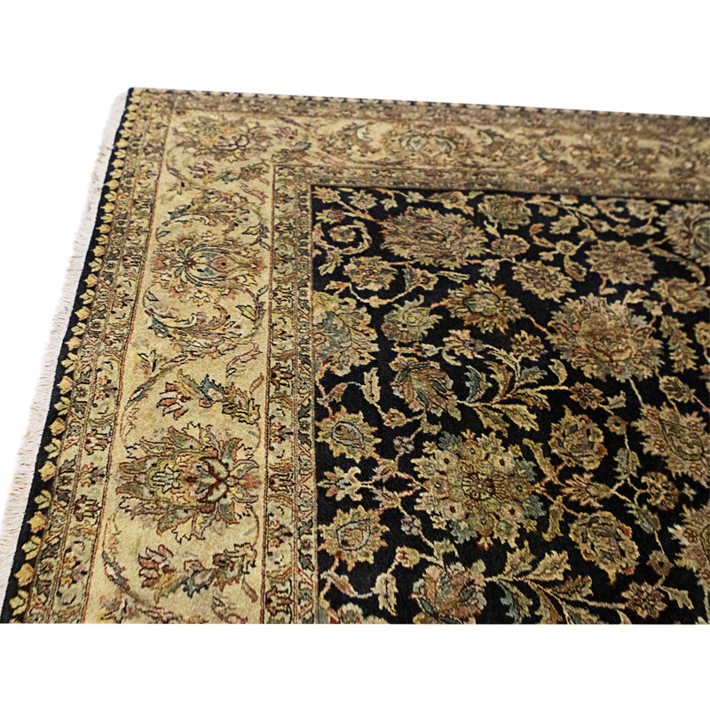 High-Quality Hand-Knotted Black And Gold Area Rug