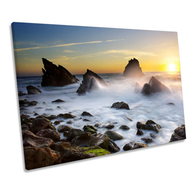 Sunset Seascape Coast Beach - Wrapped Canvas Print