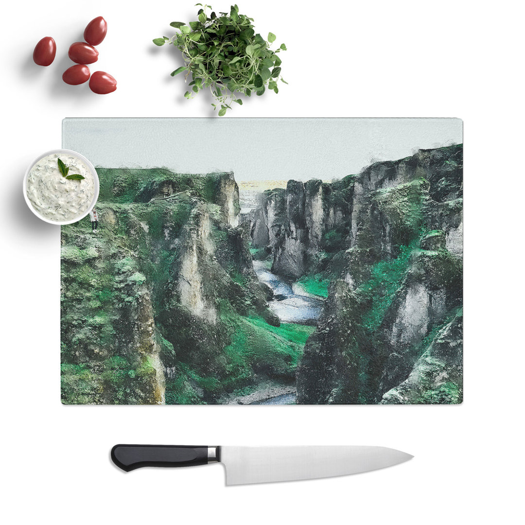 Mountain Canyon in Iceland Painting Chopping Board