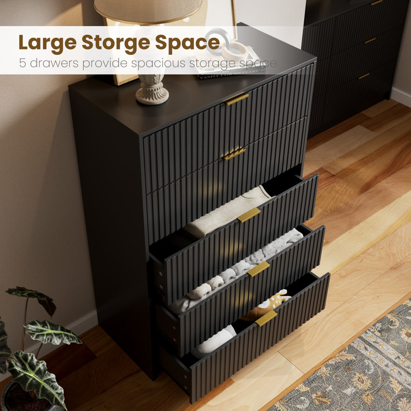 black five drawer dresser 5 Color:Magenta Purple and its sturdy construction mondaymarkdown Neil Allyn Long Sleeve