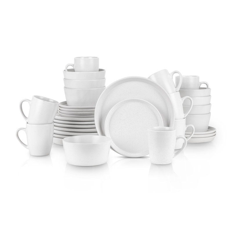 Stone Lain Albie 32-Piece Dinnerware Set Stoneware, Snow White