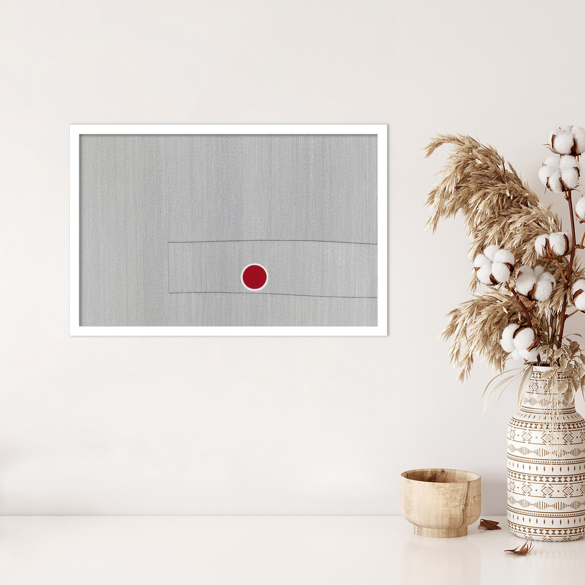 Grey Drawing Fifty Seven by Alex Dunn, 17" H x 25" W x 1" D, White