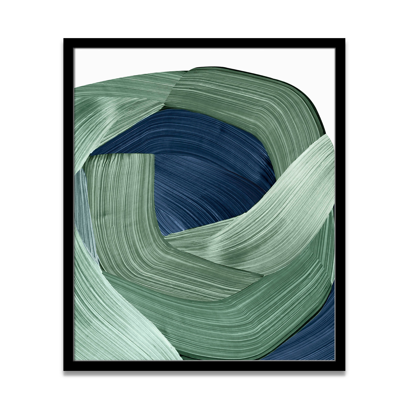 Inga "Harmonious Green II" Painting, Gold Bead, 36.5" H x 26.5" W x 1.13" D