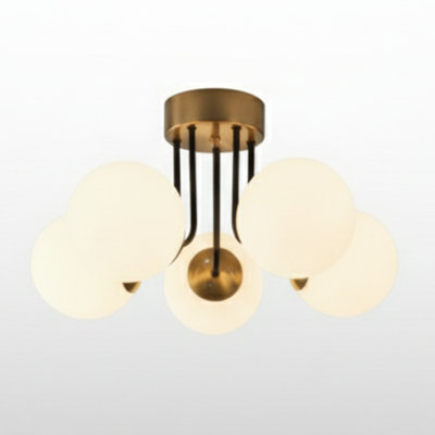 Modern 5-Light Semi Flush Mount With Glass Globe Shades