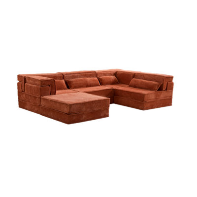 Extra-large Four-seater Bone-free Sectional Sofa With Footstool
