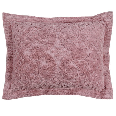Couvre-oreiller touffeté 100% coton Ashille de la collection Ashton, de conception à médaillons, doux et respirant, certifié OEKO-TEX, lavable à la machine, toutes saisons, 21 po x 27 po, rose